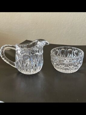 Vintage Gorham Crystal Althea pattern Genuine Lead Crystal Creamer and Sugar